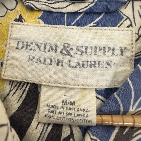 Denim & Supply Ralph Lauren Shirt Men M Blue Floral Button Up Short Sleeve Adult - Picture 2 of 6